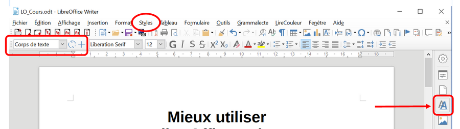 LibreOffice Writer : les diverses manières d’accéder aux styles