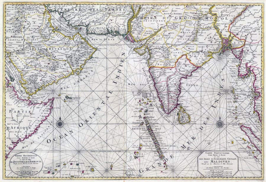 carte ancienne de l'océan indien